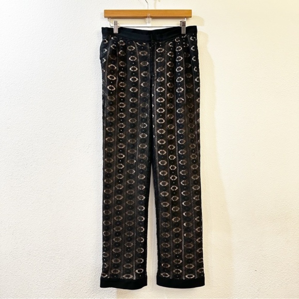 Sea New York‎  Silk Black Tan Lace Trouser Straight Leg Pants Size 6